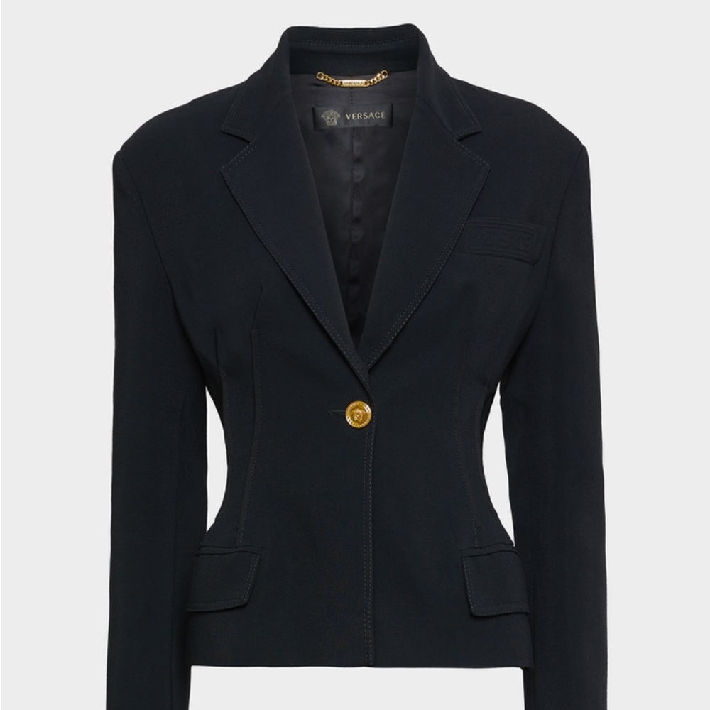 VERSACE Women’s Single-Breasted Black Hourglass Jacket - SZ Small